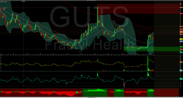 GUIS - Analisi grafico di trading con indicatori tecnici e livelli di supporto e resistenza.
