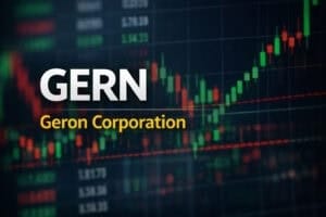 Stock market chart with company name